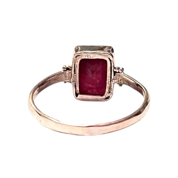 Elegant Artisan Square Ruby Sterling Silver Ring Size 6.75 - Picture 5 of 8